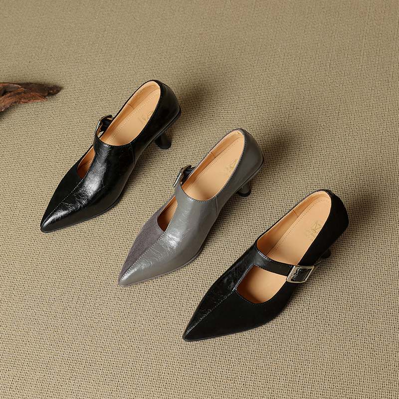 Krazing Pot Натуральная кожа Острый носок Размер 40 Шпилька Высокий каблук Металлическая пряжка Модные Гладиаторы Осенние туфли-лодочки