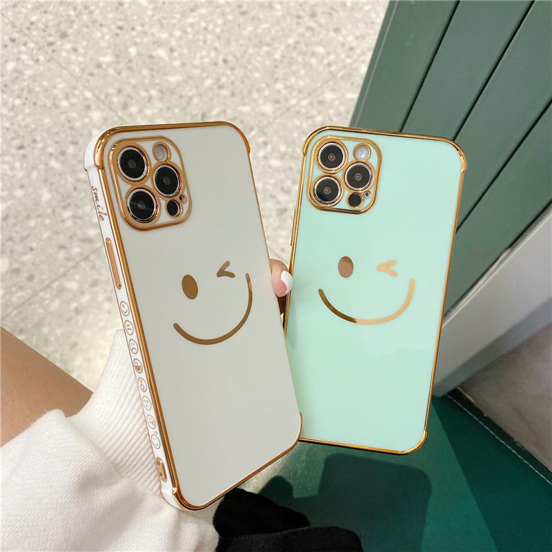 Роскошный позолоченный чехол-бампер с милым смайликом для Iphone 13 12 11 Pro Xs Max X Xr 7 8 Plus, мягкий силиконовый защитный чехол