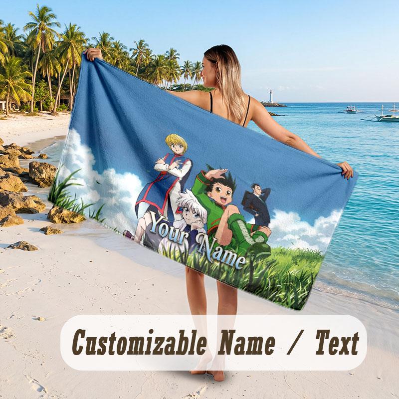 Custom Name Large Beach Towel,Hunter × Hunter Quick Absorbent Towel For Outdoor Travel Poolside