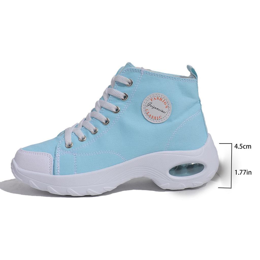 2024 New Style Women's Breathable High-Top Canvas Shoes: Elevate Your Height and Style with These Sports-inspired Sneakers.