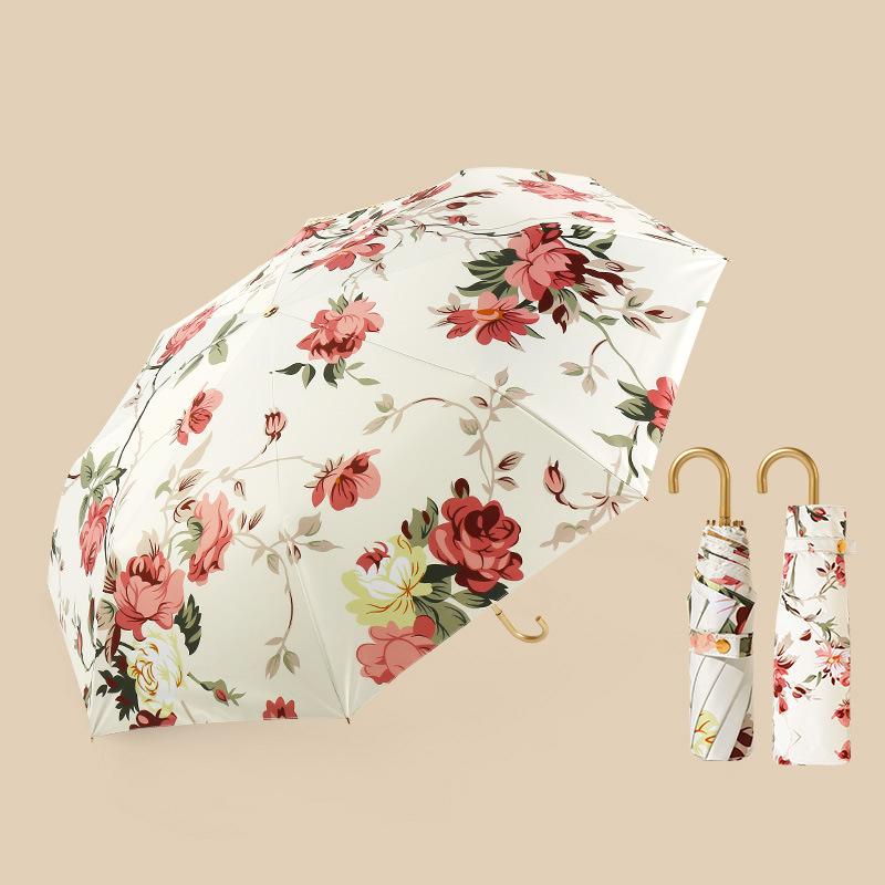 Французский изогнутый крючок, цветной резиновый крючок для зонта, женский зонтик от солнца с цветочным рисунком принцессы, сверхлегкий складной зонт