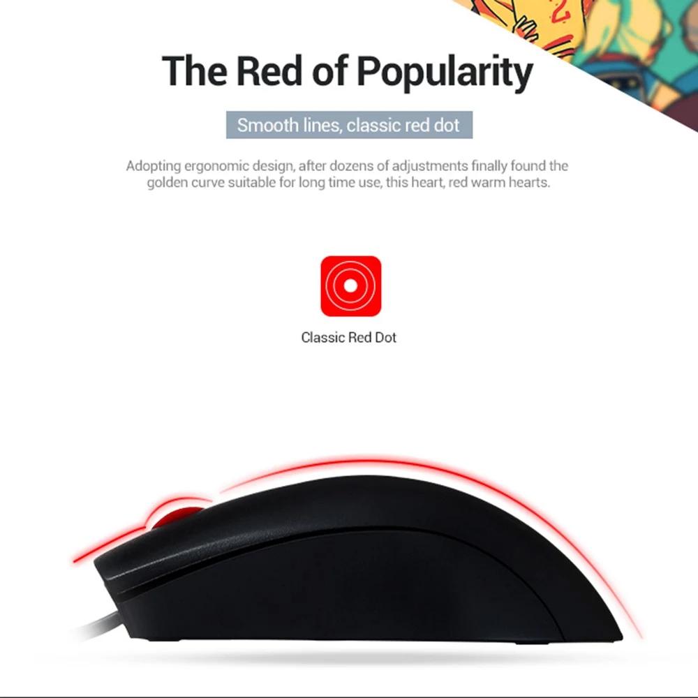 Lenovo M220L High Precision 1000DPI Wired Mouse Silent Mouse for Laptop PC