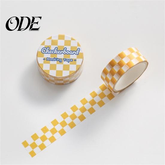 Masking Tape 1 Roll Washi Sticky Adhesive Clear Print Removable DIY Fade-resistant Scrapbooking Checkerboard Pattern Paper for Kids