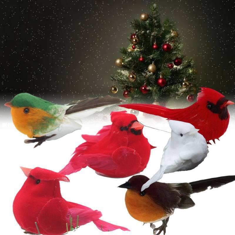 Whimsical Natural Material Robin Bird Ornament For Holiday Tree Decor Style