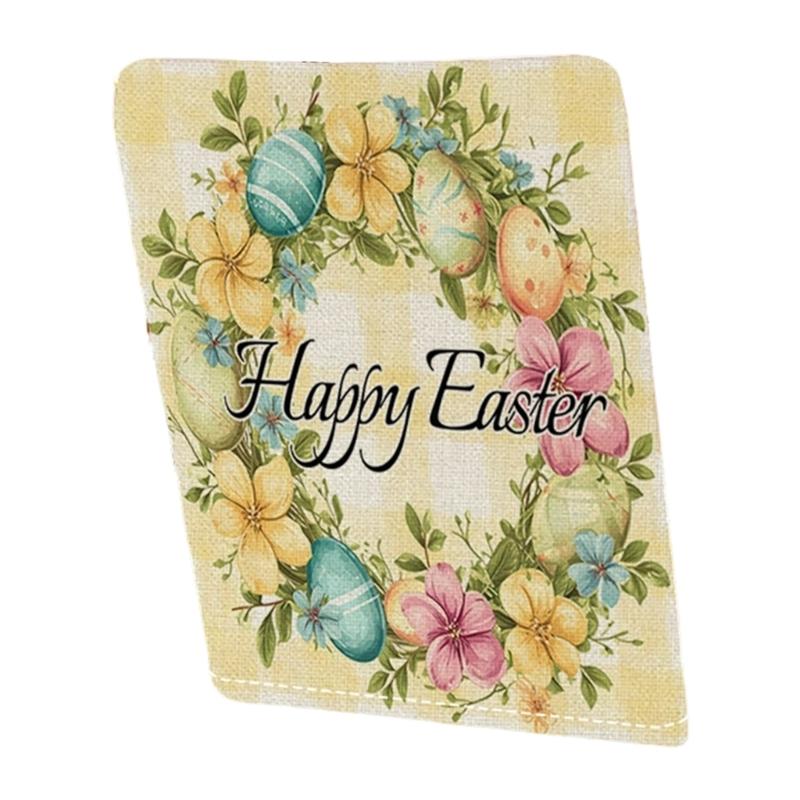 Holiday Inspire Easter Rabbits Print Plush Dining Chair Slipcover Dustproof for Home and Party Decoration