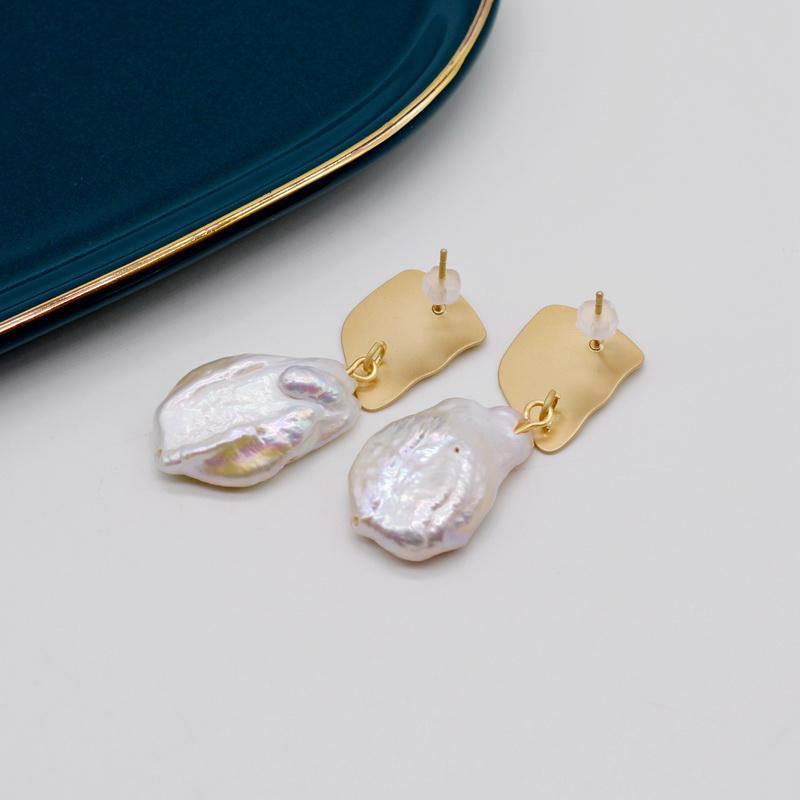 Серьги-гвоздики с геометрическим рисунком, натуральный белый жемчуг в стиле барокко, светло-золотые серьги-капли, большие серьги-капли в форме капли, женские серьги