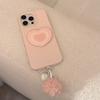 Pink heart-shaped stand is suitable for iphone16Phone case15promax Apple14Applicable13Pom-pom bell17