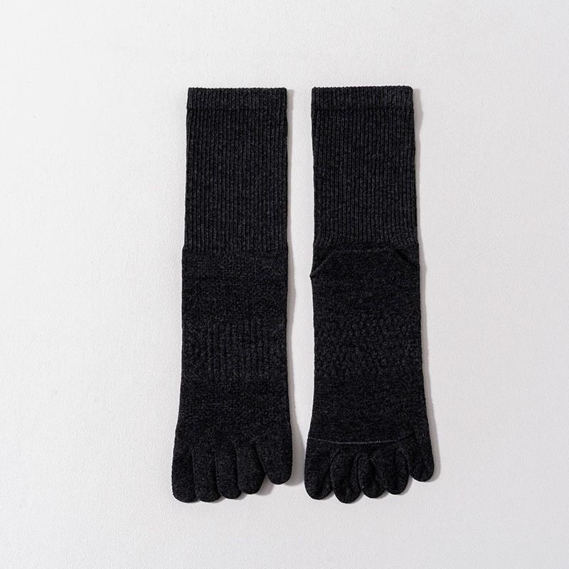 Однотонные носки с пятью пальцами Мужские носки средней длины из чистого хлопка, бесшовные, дышащие, влагоотводящие, дезодорирующие и антибактериальные, хлопковые с разделением пальцев