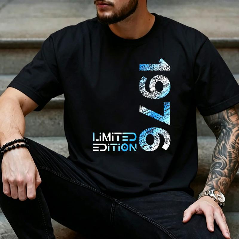 Unisex Vertical Gradient Blue 1976 Graphic T Shirt Retro Limited Edition Birthday Daily Streetwear Top
