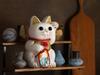 Счастливый кот Фудзи Левосторонний кот Счастливый кот Манеки Кот Фудзияма Украшение Фэн-шуй Коробка для пожертвований Белый Гора. (L-SIZE Белый) Поднятый/Керамический_Lucky (fj_L
