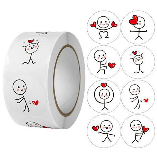 Xiaohongshu Stickman Cartoon Stickers: Cute, Creative Round Labels for Kids' Notebooks