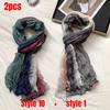 2Packs Women Hemp Shawl Wrap Long Head Neck Scarf,Linen Scarf Textur Scarf Hemp Shawl Windproof,warm,stylish Color-blocked Scarf