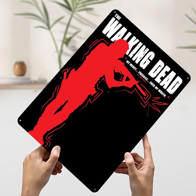 The Walking Dead Red Poster Customized Wall Art Vintage Metal Signs Retro Tin Plaque for Man Cave Decoration At Home House Decor