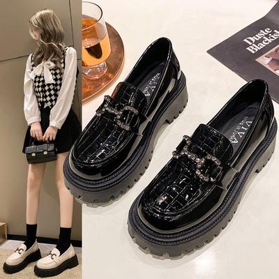 Женские черные ретро дышащие туфли на толстой подошве, новые осенние туфли из маленькой кожи, женские туфли на мягкой подошве