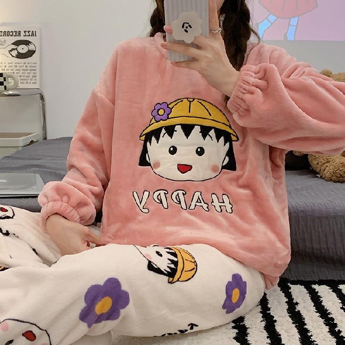 Пижамы женские, милые пижамы для собак, плюшевые мягкие милые пижамы с круглым вырезом, домашняя одежда с героями мультфильмов, осенне-зимние милые пижамные костюмы Лоли, фланелевая теплая одежда для сна