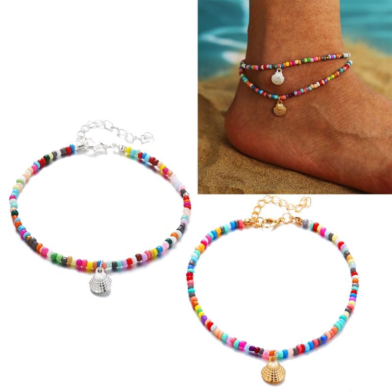 Adjustable Beaded Anklets Beach Ankle Bracelet Bohemian Colorful Beads Anklets Cute Women Girls Summer Foot Jewelry