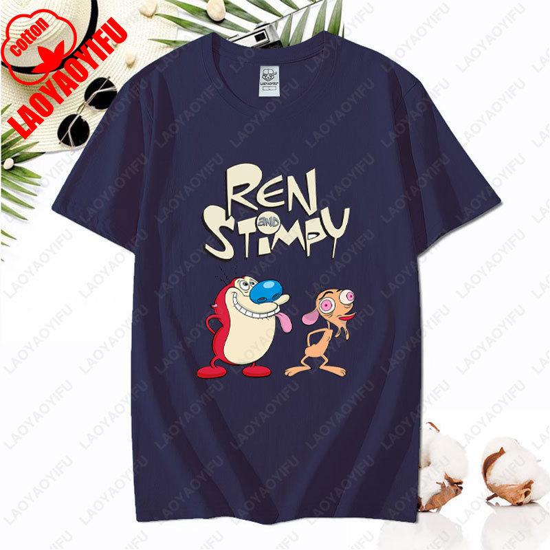 90s Ren Stimpy Show Nickelodeon Nicktoons Dial Cartoon Tshirt Vintage Classic Fashion Streetwear Cotton All Match Unisex Tees