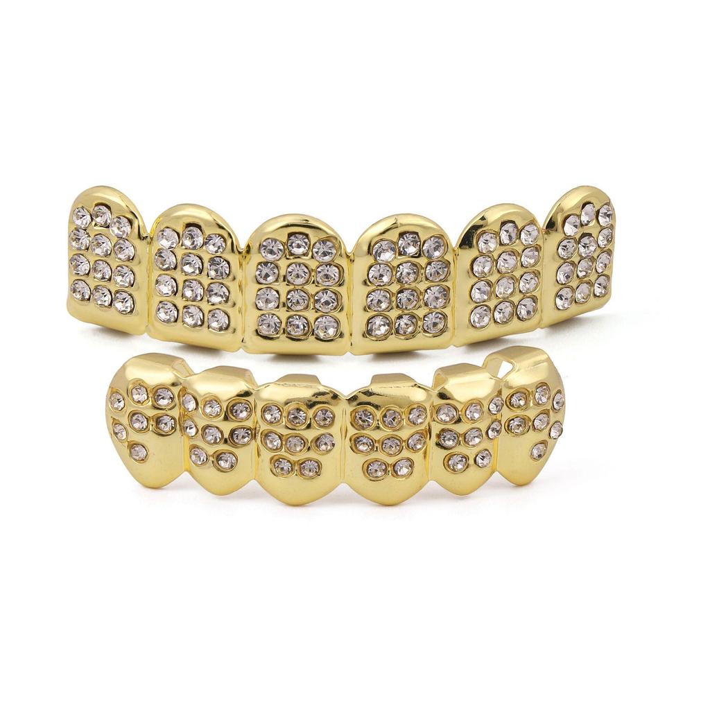 TEMU Gold-Plated Diamond-Studded Grillz Hip-Hop Tooth Jewelry