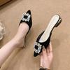2024 New Fashion Women's Shoes Large Size Women's Flat Shoes Hot Selling Crystal Daily Sexy Pointed Toe Shallow Flat Low Heels