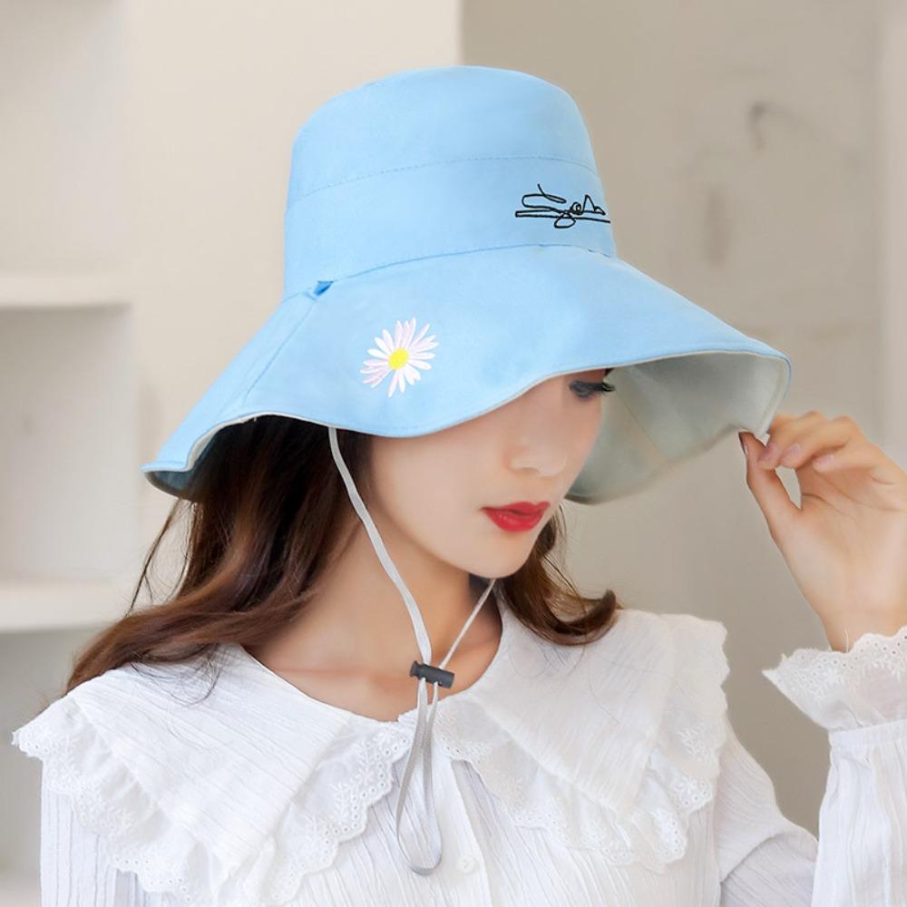 UV Protection Daisy Bucket Hat Sunscreen Fisherman Cap Fashion Outdoor Sun Hat Fishing
