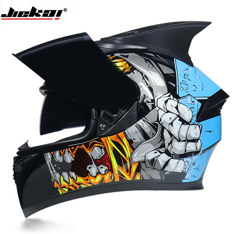 JIEKAI Jie Kai non-motorcycle helmet, unisex, summer model, dual visor, full-face, anti-fog, for personalized motorcycle riding