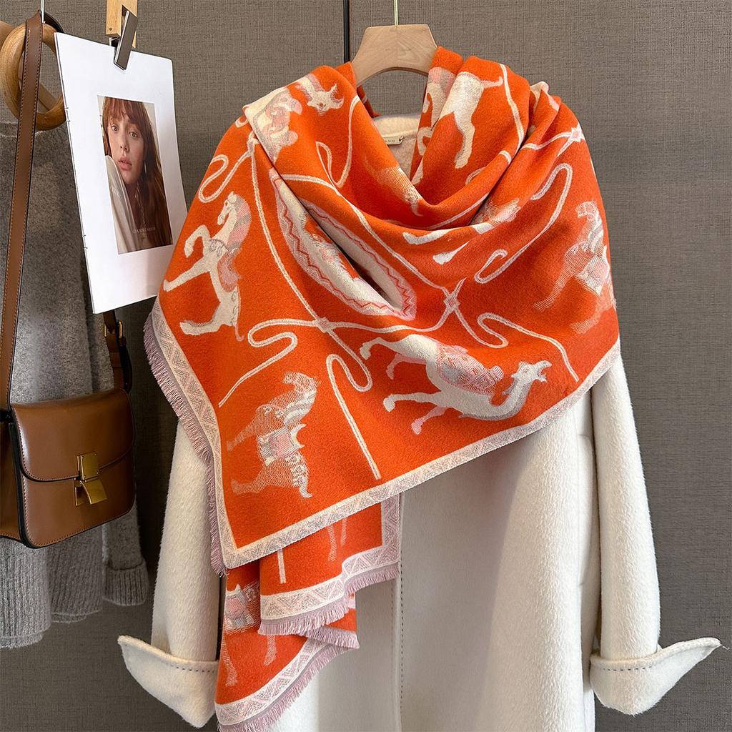 Женский роскошный дизайнерский шаль-накидка, новый высококачественный жаккардовый шарф с животным принтом, для защиты шеи, кашемировый, толстый, теплый шарф, эшарп