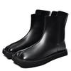 Genuine Leather Men Black Ankle Boots Cow Tabi Split Toe Chelsea Boots Outdoor Comfort High Top Men Casual Shoes Classic Design