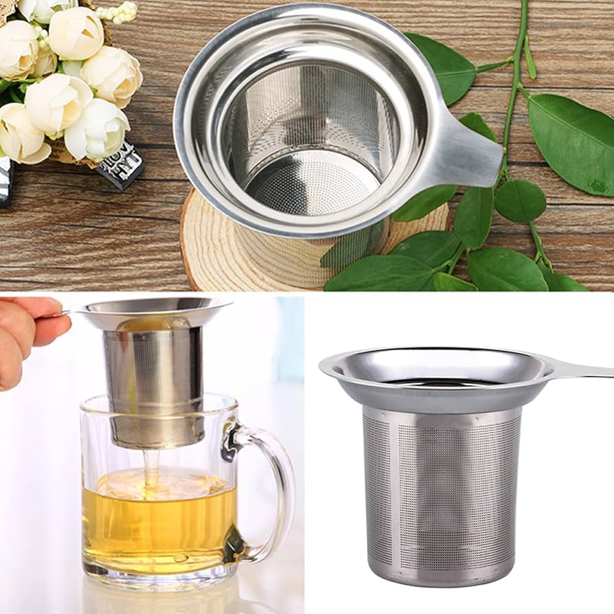 304 Stainless Steel Handle Clip Reusable Tea Infuser Tea Strainer Teapot Loose Tea Leaf Spice Filter Kitchen Accessories