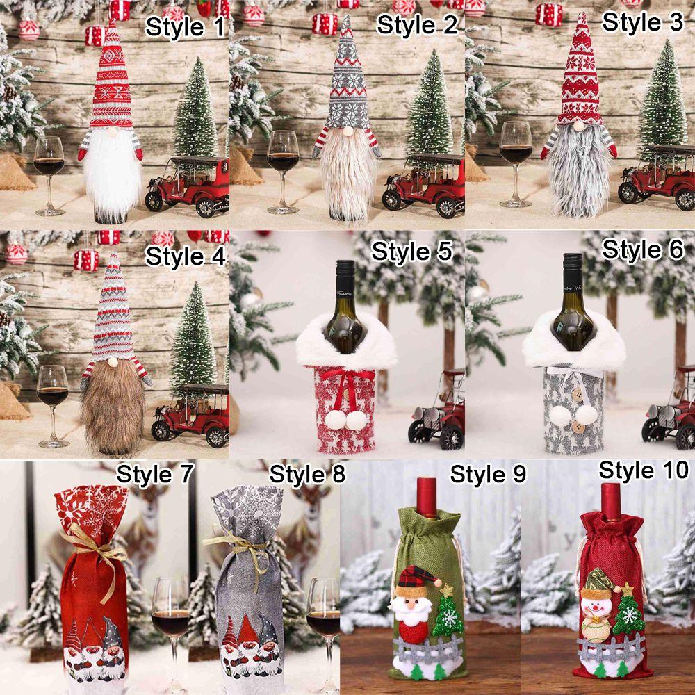 Dinner Party Table Decor Snowman Santa Claus Christmas Ornaments Bottle Dress Up Wine Bottle Cover