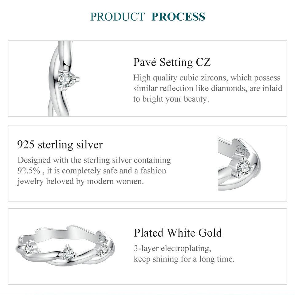 BAMOER 925 Sterling Silver Simple Twisted Ring Fashion Everyday Wear For Women Birthday Gifts Fine Jewelry