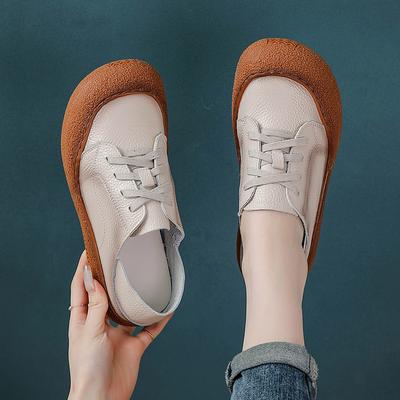 Ретро оксфордские кроссовки женские туфли из коровьей кожи для женщин винтажные кожаные спортивные туфли на шнуровке мягкие плоские мокасины