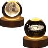 3D Moon Crystal Ball Night Light - LED Lights Hologram Glass Lamp, USB Powered Crystal Lamps with Adjustable Brightness