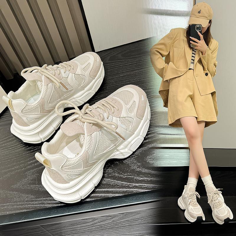 Толстые кроссовки All-match женские сетчатые дышащие 2024 новые модные повседневные простые цветные туфли для женщин осеннее время