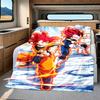 1PC Cartoon Son Goku Print Flannel Blanket, High quality All Seasons, Home Decor, Warmth and Comfort, Perfect for Christmas Gifts