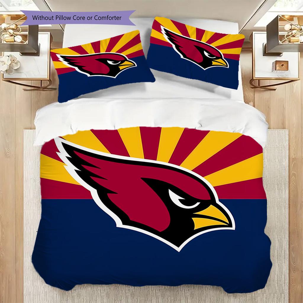 Arizona Cardinals Pattern Bedding Quilt Set Quilt Cover Pillowcase Home Decoration Birthday Gift (1 * duvet cover + 2 * pillowcase, without core)