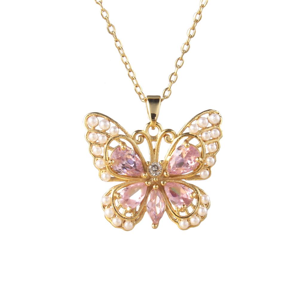 Hot Selling Pearl Butterfly Necklace, High-end Copper Plated 18K Gold, Versatile Collarbone Chain for Women
