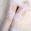 Exquisite Lace Floral Stockings With Garter Belt Silk Transparent Thigh High Stockings Women Wedding Garters Sexy Lingerie