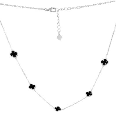 Серебряное колье с натуральным ониксом (2102847)