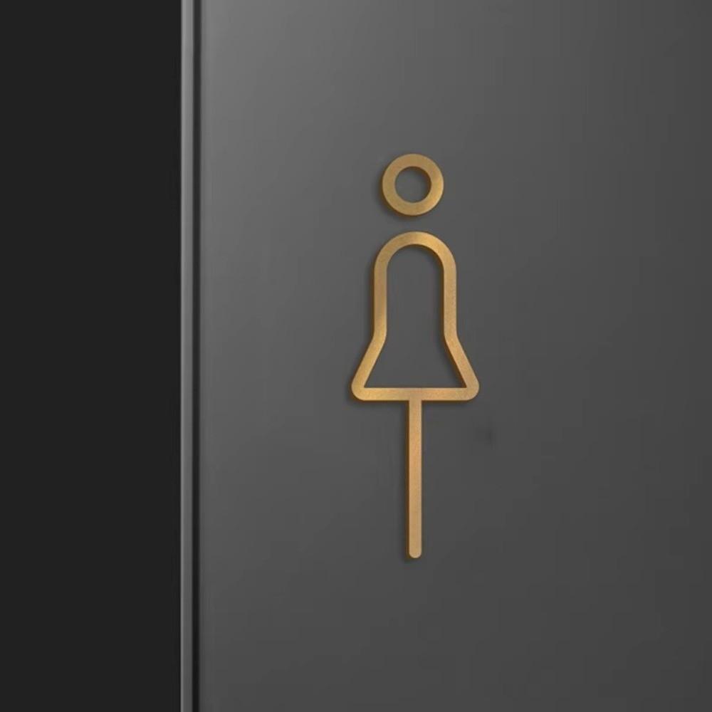 Black Gold Color Wall Label Sticker Plate Brass Wc Holder Signage Board Elegant Toilet Sign