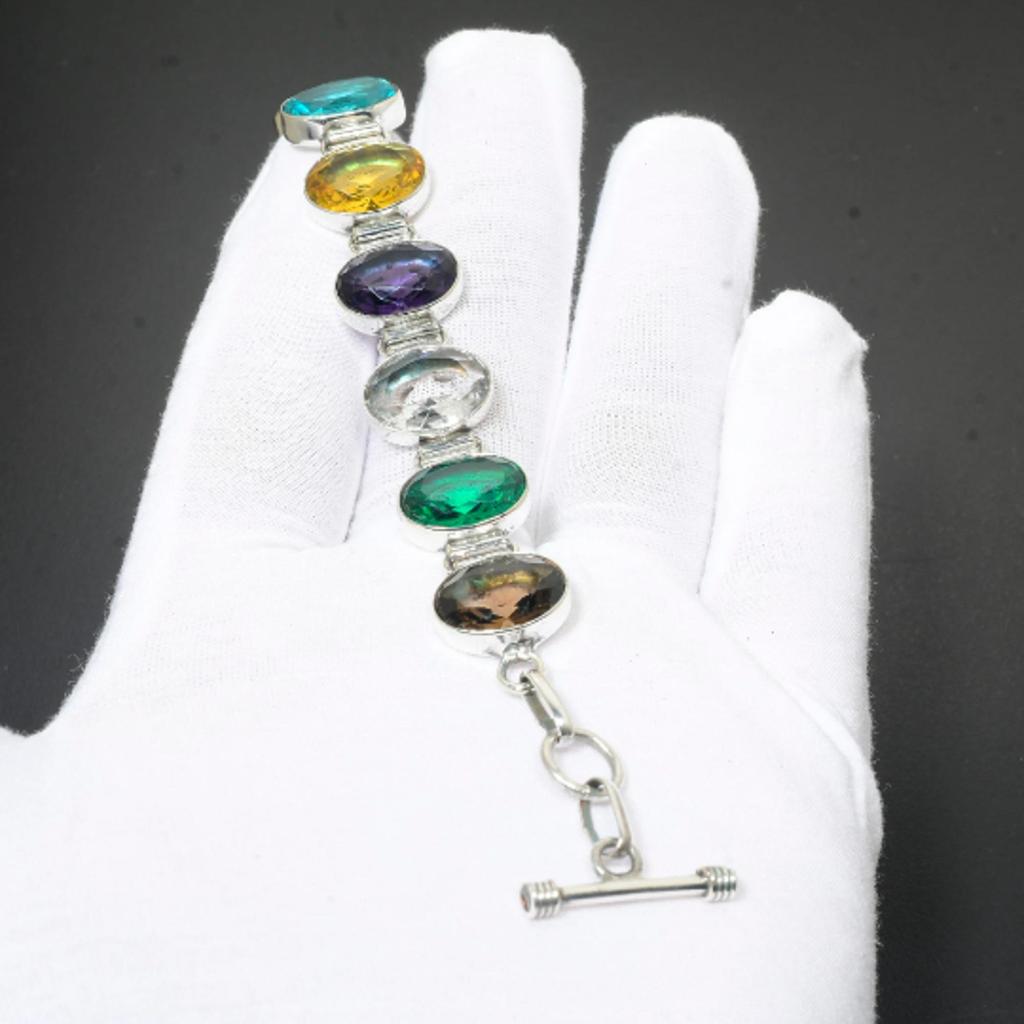 Разноцветный браслет, Браслет из стерлингового серебра 925 пробы, Свадебный браслет, Подарки на годовщину, Подарки для нее, Ювелирные изделия для женщин, Подарки для девочек