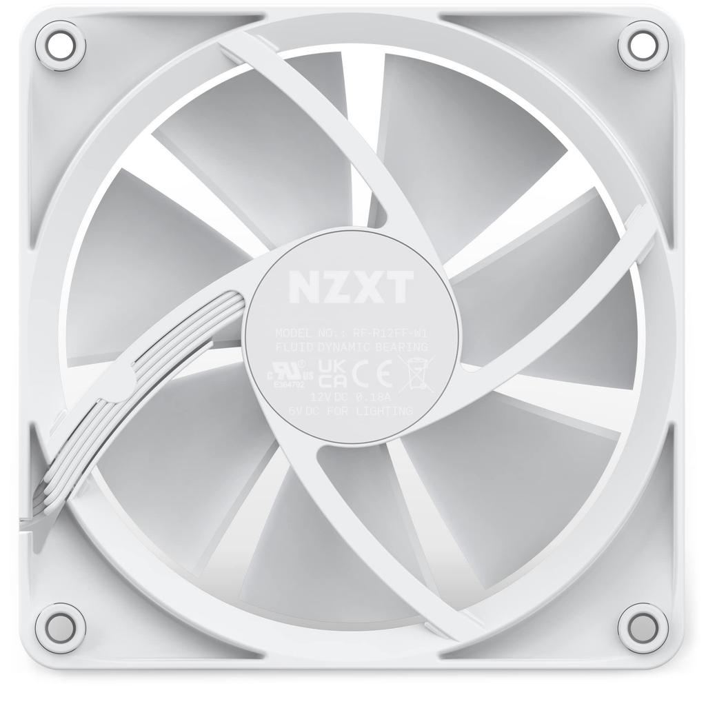 NZXT F120RGB 120mm RGB Compatible White PC Case Fan FN1762 RF-R12SF-W1