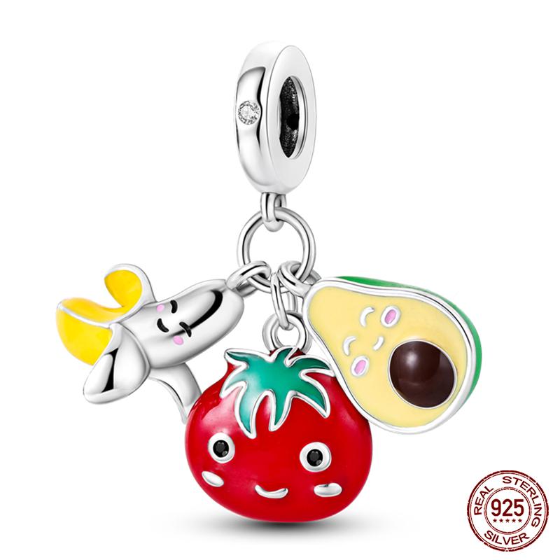 100% Copper Love Strawberry Cherry Red Series Charm Beads For Brand Original Bracelet Diy Fine Jewelry Gift