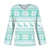 Women's Casual Fashion Sexy Comfort Christmas Printed V-Neck Button Long Sleeve