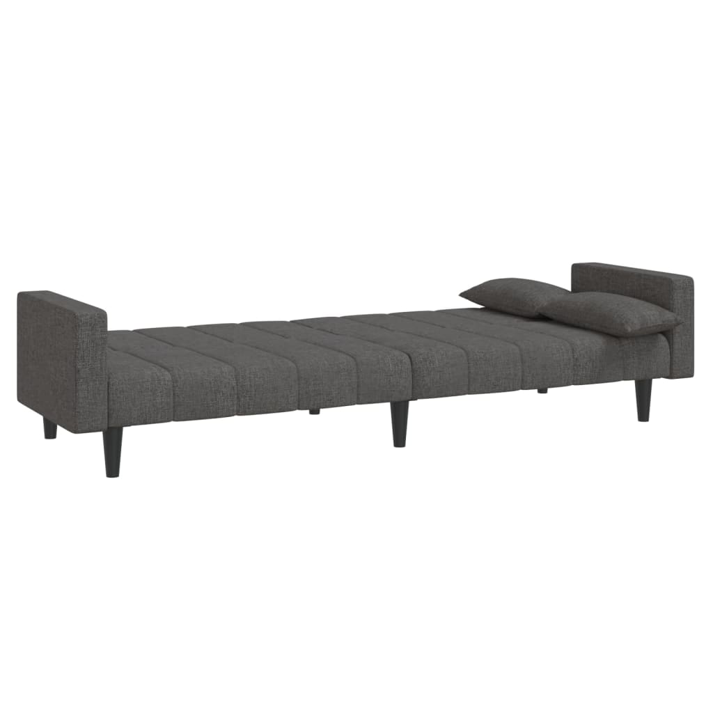 2 Seater Sofa Bed with 2 Cushions Dark Grey Fabric