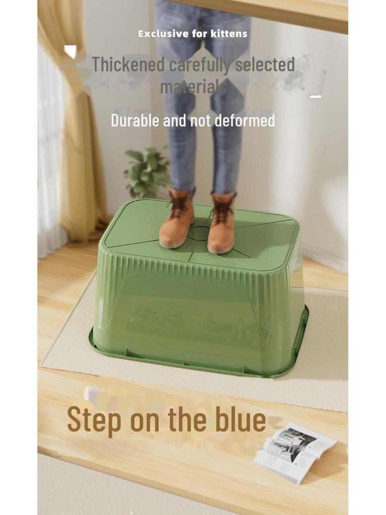 Open Anti-Splash Cat Litter Box with Mat - Easy Clean Kitten Toilet