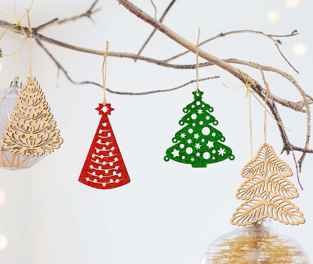 Inkdotpot 18 шт. Рождественские украшения, незаконченные деревянные лазерные вырезы в форме дерева/колокольчика, подвесное украшение