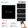 BSEED Zigbee Roller Shutter Switch Smart Light Wall Switches Electric Blind Switch With EU Socket Support Tuya Smart Life Alexa