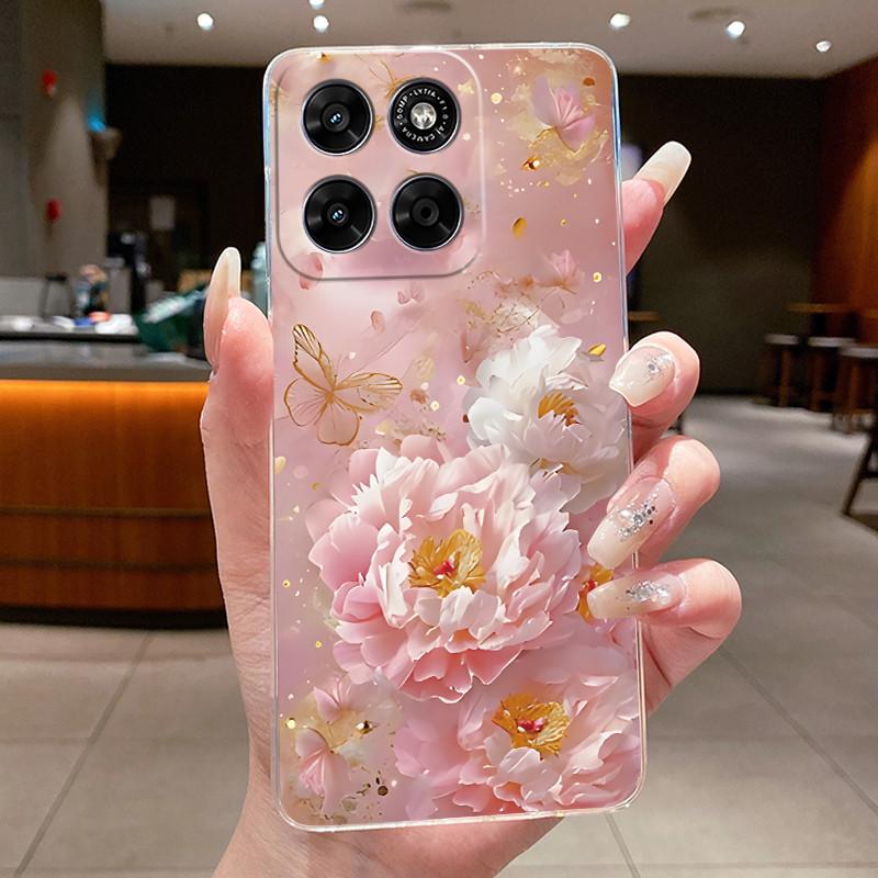 Phone Case For Motorola Moto G67 / Moto G77 Capa Coque Butterfly Bow Protective Casing Transparent Soft Silicone TPU Cover Funda