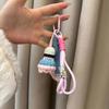 Cute Knitted Badminton Pendant Bright Color Car Keyring Crochet Badminton Keychain  Key Decor