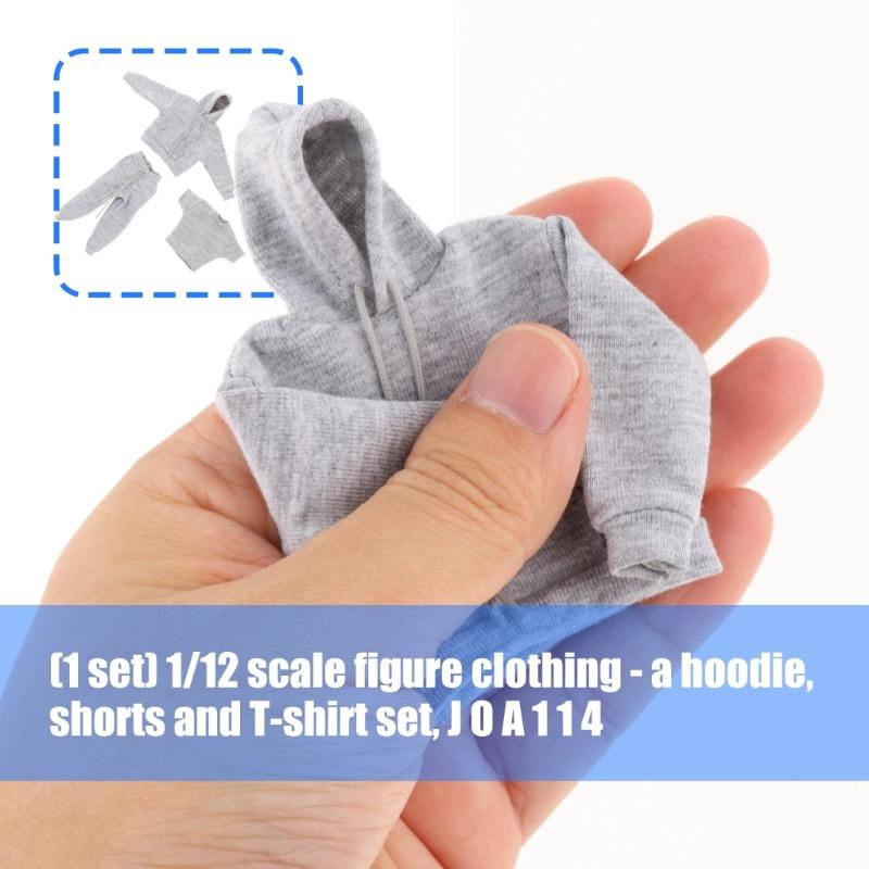 Detailed 3Pieces Outfit For 1/12 Action Figure Soldier with Hooded Top Pants And Tees for Figure Doll Display Dressingup